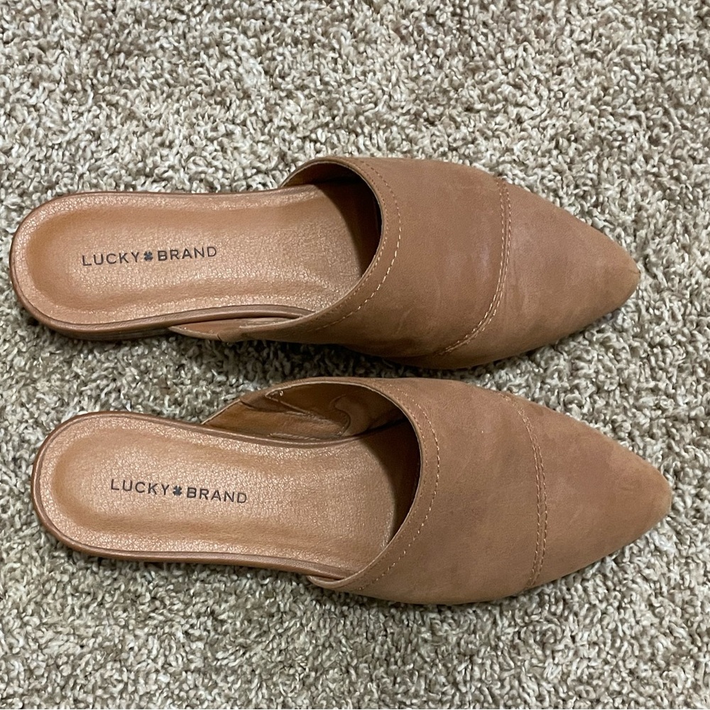 Lucky Brand Women's Brown Leather Mules